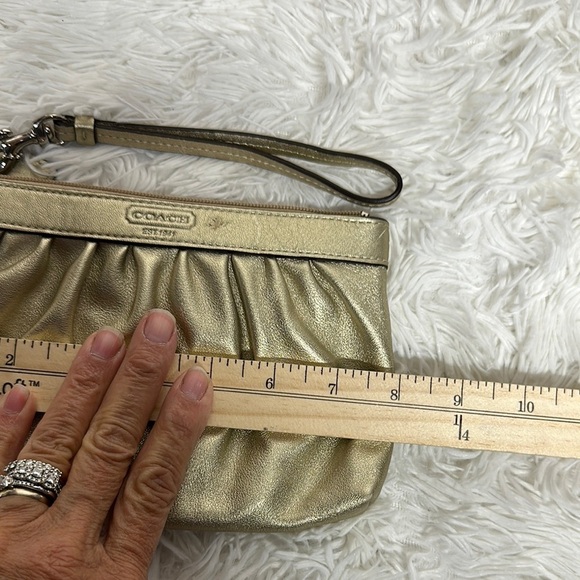 Coach Gold Pleated Wristlet Clutch - Picture 8 of 12